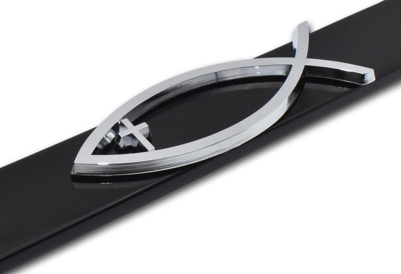 Elektroplate â€“ Chrome Christian Fish Ichthys with Cross on Black All-Metal Standard Size Premium 3D License Plate Frame Tag Holder for Cars/SUVs/Trucks Weather-Proof Automotive Accessory - Image 5
